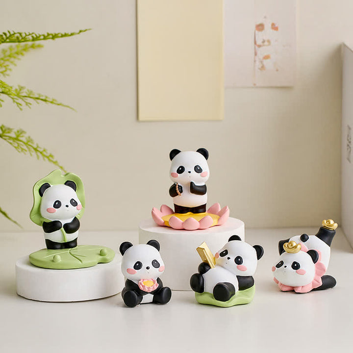 Buddha Stones Handyhalterung aus Kunstharz mit Lotus-Panda-Motiv – niedliche Tierdekoration - image 0