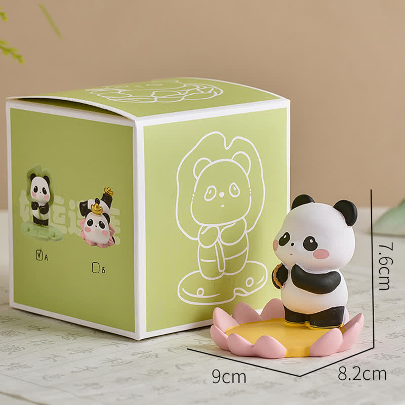 Buddha Stones Handyhalterung aus Kunstharz mit Lotus-Panda-Motiv – niedliche Tierdekoration - Panda – Steht inmitten von Lotusblumen - Harz (Schutz ♥ Stabilitätsenergie) - image 13
