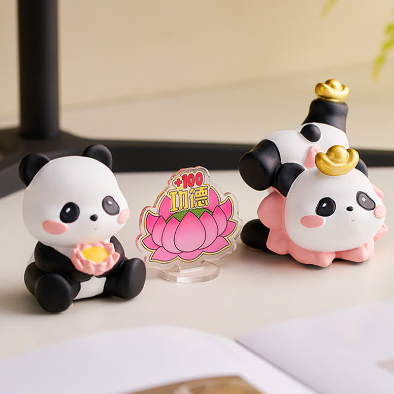 Buddha Stones Handyhalterung aus Kunstharz mit Lotus-Panda-Motiv – niedliche Tierdekoration - image 3