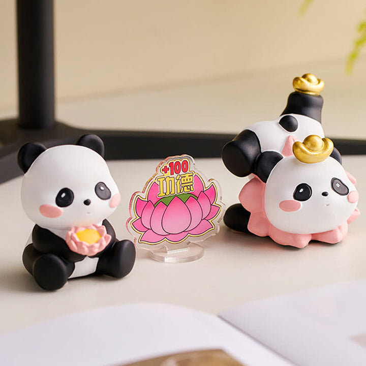 Buddha Stones Handyhalterung aus Kunstharz mit Lotus-Panda-Motiv – niedliche Tierdekoration - image 3