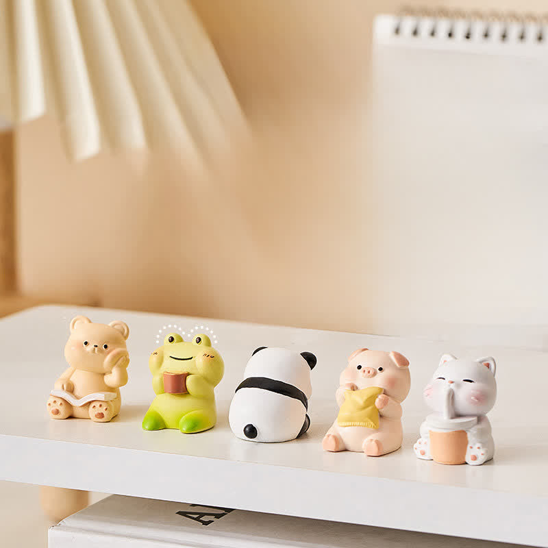 Buddha Stones Kawaii-Tier-Schaukelstuhl aus Kunstharz, bequemer Schreibtischdekor - image 15