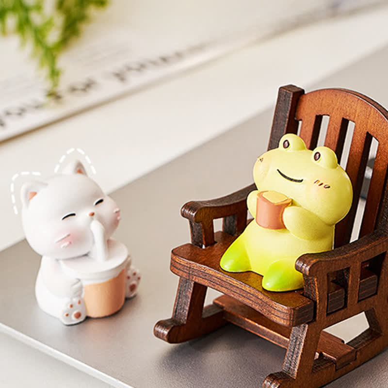 Buddha Stones Kawaii-Tier-Schaukelstuhl aus Kunstharz, bequemer Schreibtischdekor - image 4