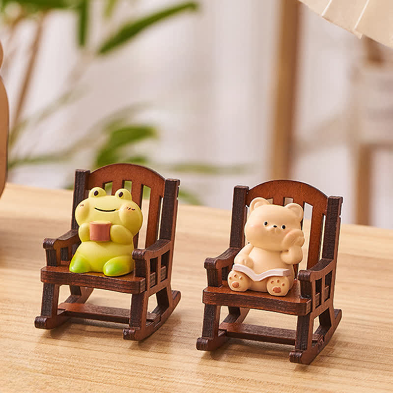 Buddha Stones Kawaii-Tier-Schaukelstuhl aus Kunstharz, bequemer Schreibtischdekor - image 3