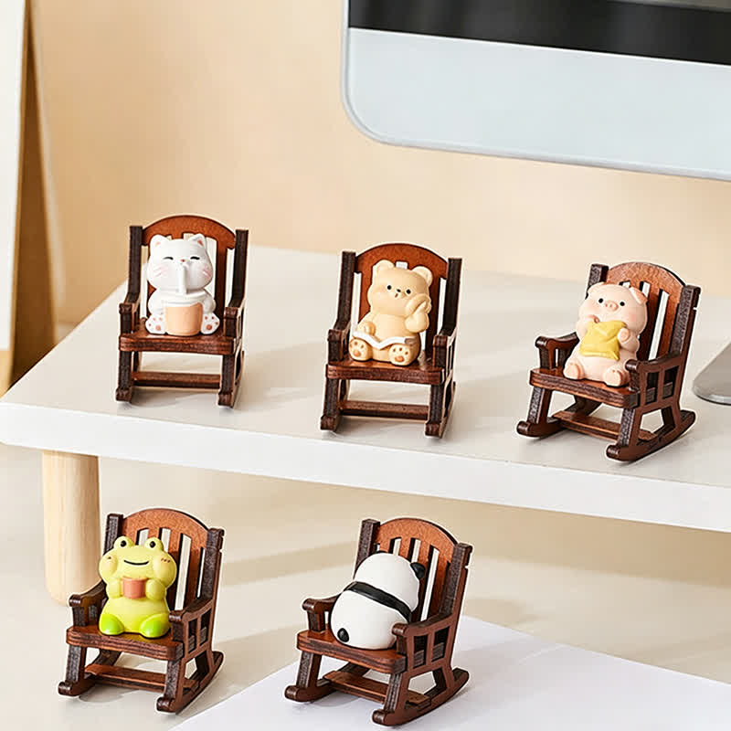 Buddha Stones Kawaii-Tier-Schaukelstuhl aus Kunstharz, bequemer Schreibtischdekor - image 13