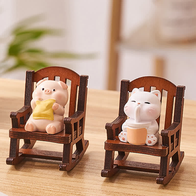 Buddha Stones Kawaii-Tier-Schaukelstuhl aus Kunstharz, bequemer Schreibtischdekor - image 11