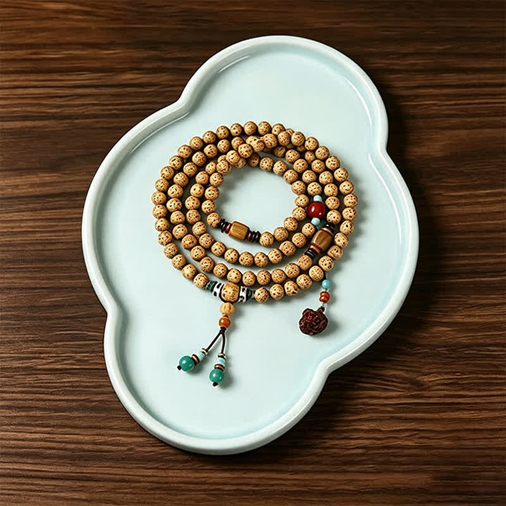 Buddha Stones Stern-Mond-Bodhi-Samen-Lotuskapsel-Handgefertigte Weisheits-Rund-108-Perlen-Mala - image 1