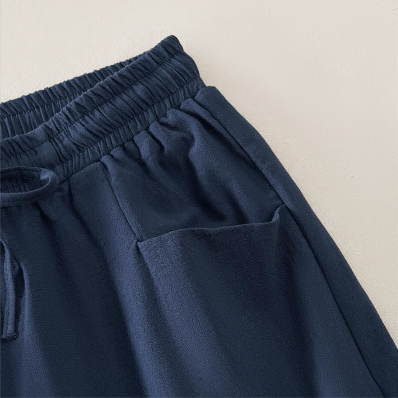 Buddha Stones Lässige, minimalistische Damen-Shorts mit Kordelzug und Tasche für den Sommer – einfarbig, einfarbig, mit Tasche - image 4