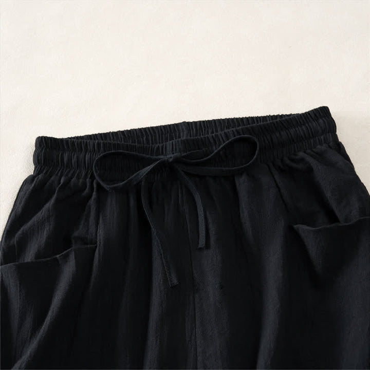 Buddha Stones Lässige, minimalistische Damen-Shorts mit Kordelzug und Tasche für den Sommer – einfarbig, einfarbig, mit Tasche - image 9