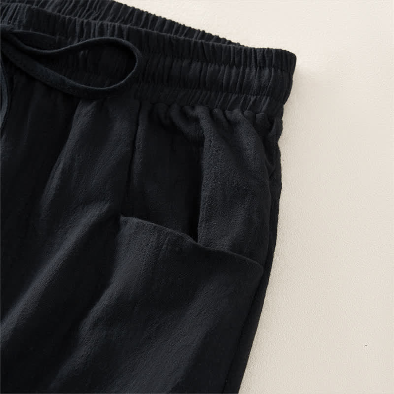 Buddha Stones Lässige, minimalistische Damen-Shorts mit Kordelzug und Tasche für den Sommer – einfarbig, einfarbig, mit Tasche - image 10