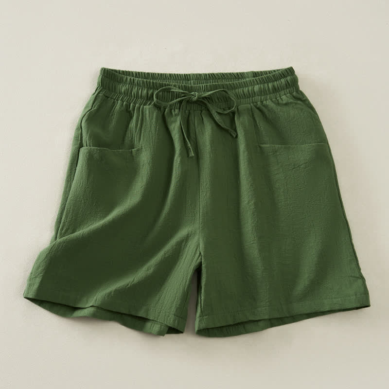 Buddha Stones Lässige, minimalistische Damen-Shorts mit Kordelzug und Tasche für den Sommer – einfarbig, einfarbig, mit Tasche - Olivgrün - US14, UK/AU18, EU46 (2XL) - image 14
