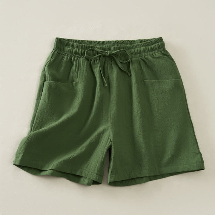 Buddha Stones Lässige, minimalistische Damen-Shorts mit Kordelzug und Tasche für den Sommer – einfarbig, einfarbig, mit Tasche - Olivgrün - US14, UK/AU18, EU46 (2XL) - image 14