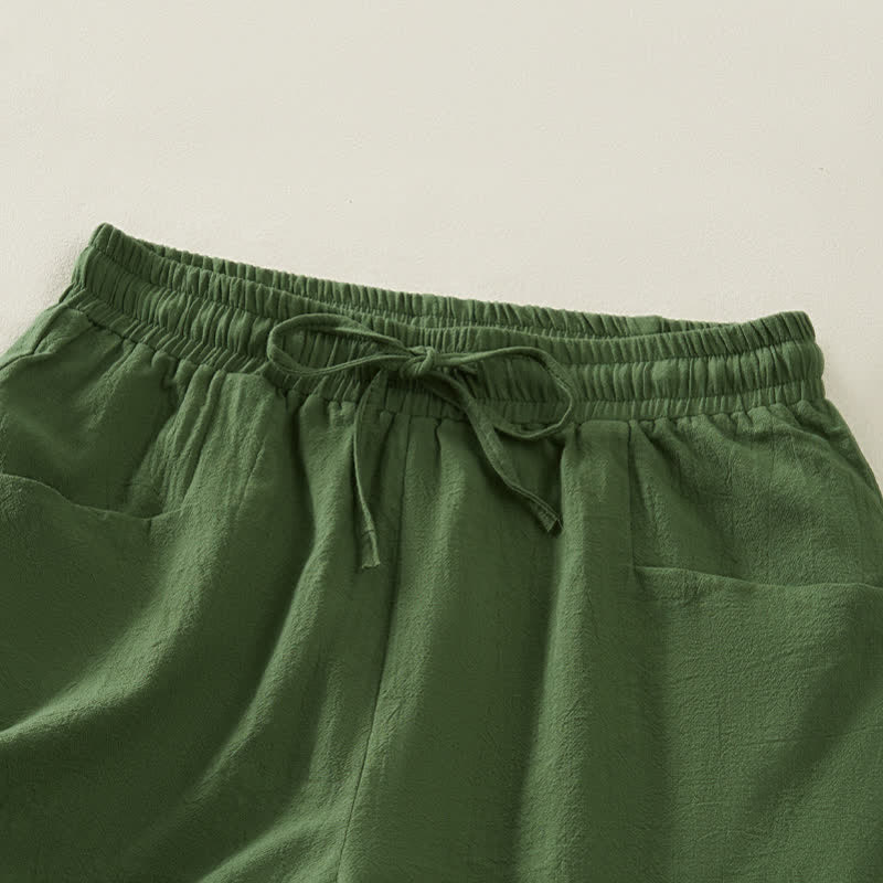 Buddha Stones Lässige, minimalistische Damen-Shorts mit Kordelzug und Tasche für den Sommer – einfarbig, einfarbig, mit Tasche - image 15