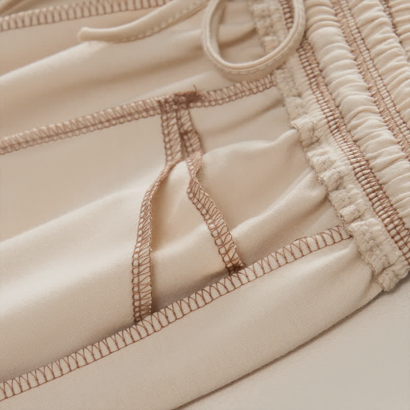 Buddha Stones Sommer-Freizeithose im minimalistischen Stil mit Kordelzug und aufgesetzter Tasche, einfarbig, knöchelhoch, Damenhose mit geradem Bein und Tasche - image 5