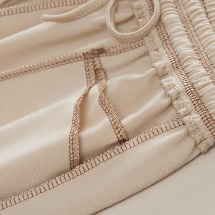 Buddha Stones Sommer-Freizeithose im minimalistischen Stil mit Kordelzug und aufgesetzter Tasche, einfarbig, knöchelhoch, Damenhose mit geradem Bein und Tasche - image 5