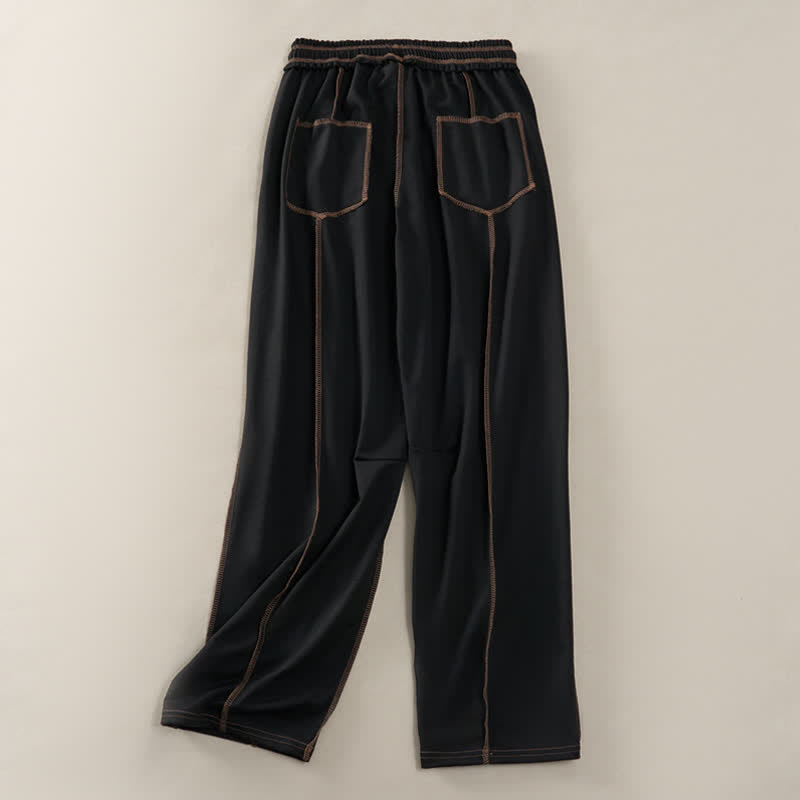 Buddha Stones Sommer-Freizeithose im minimalistischen Stil mit Kordelzug und aufgesetzter Tasche, einfarbig, knöchelhoch, Damenhose mit geradem Bein und Tasche - image 10