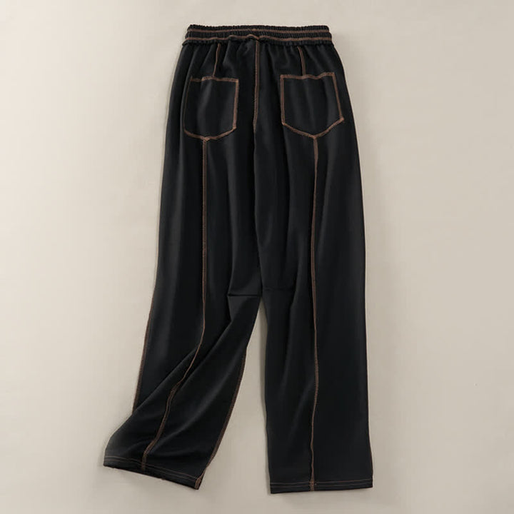 Buddha Stones Sommer-Freizeithose im minimalistischen Stil mit Kordelzug und aufgesetzter Tasche, einfarbig, knöchelhoch, Damenhose mit geradem Bein und Tasche - image 10