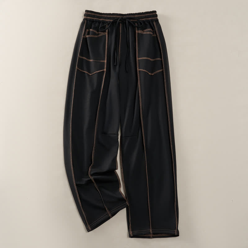 Buddha Stones Sommer-Freizeithose im minimalistischen Stil mit Kordelzug und aufgesetzter Tasche, einfarbig, knöchelhoch, Damenhose mit geradem Bein und Tasche - Schwarz - US8-10, UK/AU12-14, EU40-42 (2XL) - image 9