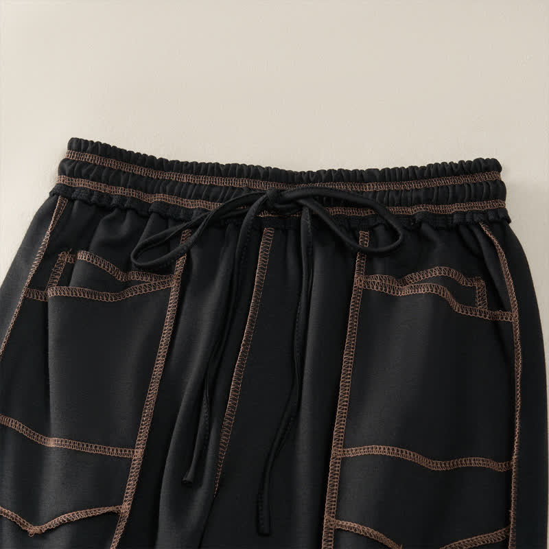 Buddha Stones Sommer-Freizeithose im minimalistischen Stil mit Kordelzug und aufgesetzter Tasche, einfarbig, knöchelhoch, Damenhose mit geradem Bein und Tasche - image 11