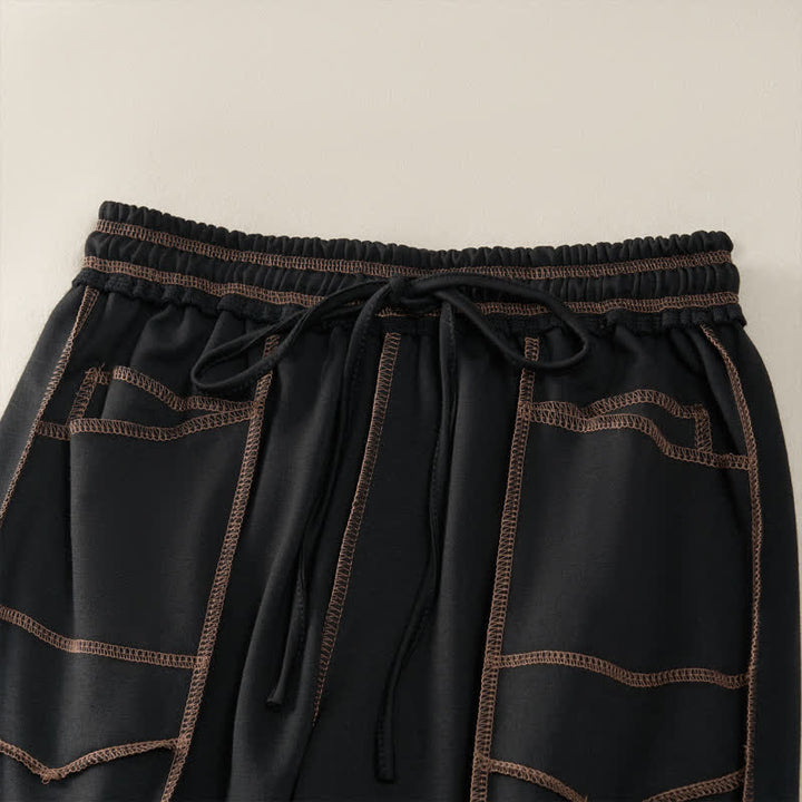 Buddha Stones Sommer-Freizeithose im minimalistischen Stil mit Kordelzug und aufgesetzter Tasche, einfarbig, knöchelhoch, Damenhose mit geradem Bein und Tasche - image 11