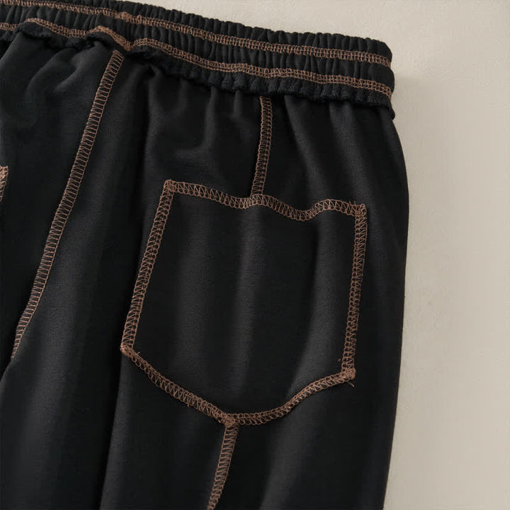 Buddha Stones Sommer-Freizeithose im minimalistischen Stil mit Kordelzug und aufgesetzter Tasche, einfarbig, knöchelhoch, Damenhose mit geradem Bein und Tasche - image 13
