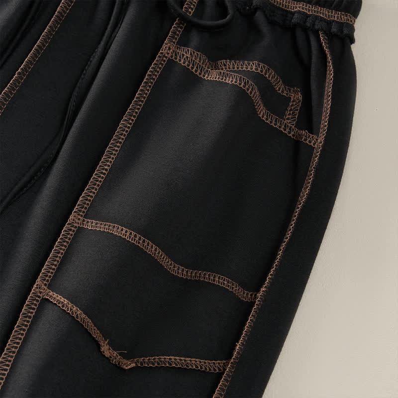 Buddha Stones Sommer-Freizeithose im minimalistischen Stil mit Kordelzug und aufgesetzter Tasche, einfarbig, knöchelhoch, Damenhose mit geradem Bein und Tasche - image 14