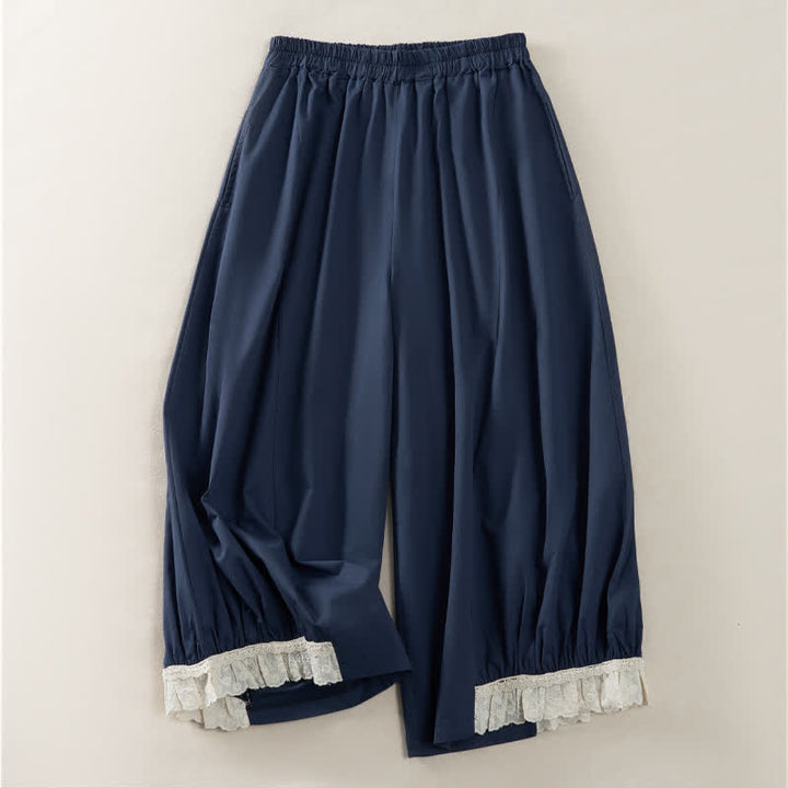 Buddha Stones Lässige, sommerliche Vintage-Hose mit weitem Bein und Tasche - Mitternachtsblau - US12, UK/AU16, EU44 (2XL) - image 0