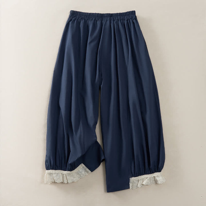 Buddha Stones Lässige, sommerliche Vintage-Hose mit weitem Bein und Tasche - image 1