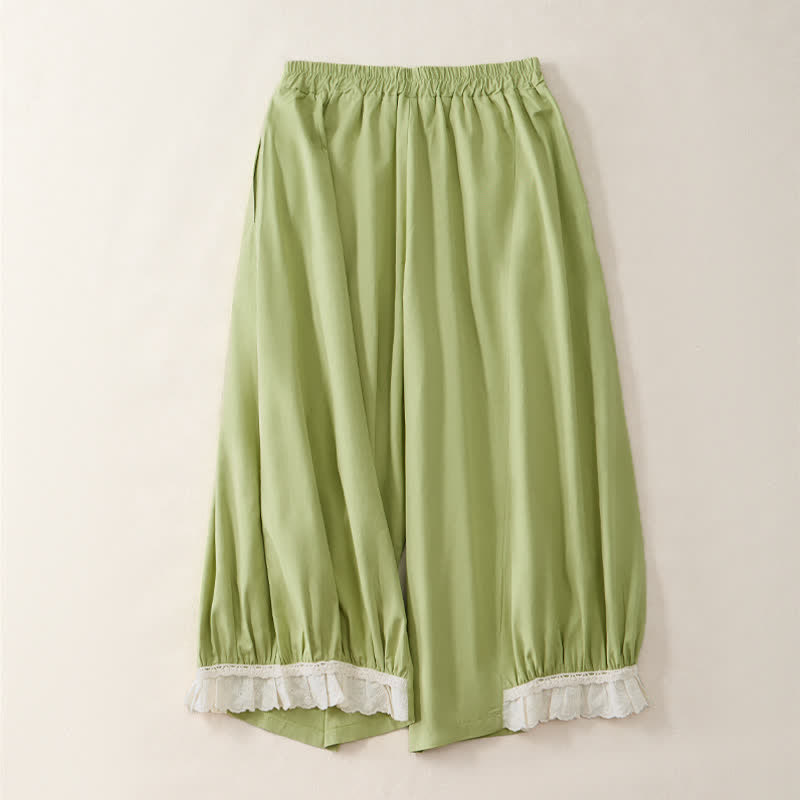 Buddha Stones Lässige, sommerliche Vintage-Hose mit weitem Bein und Tasche - image 9