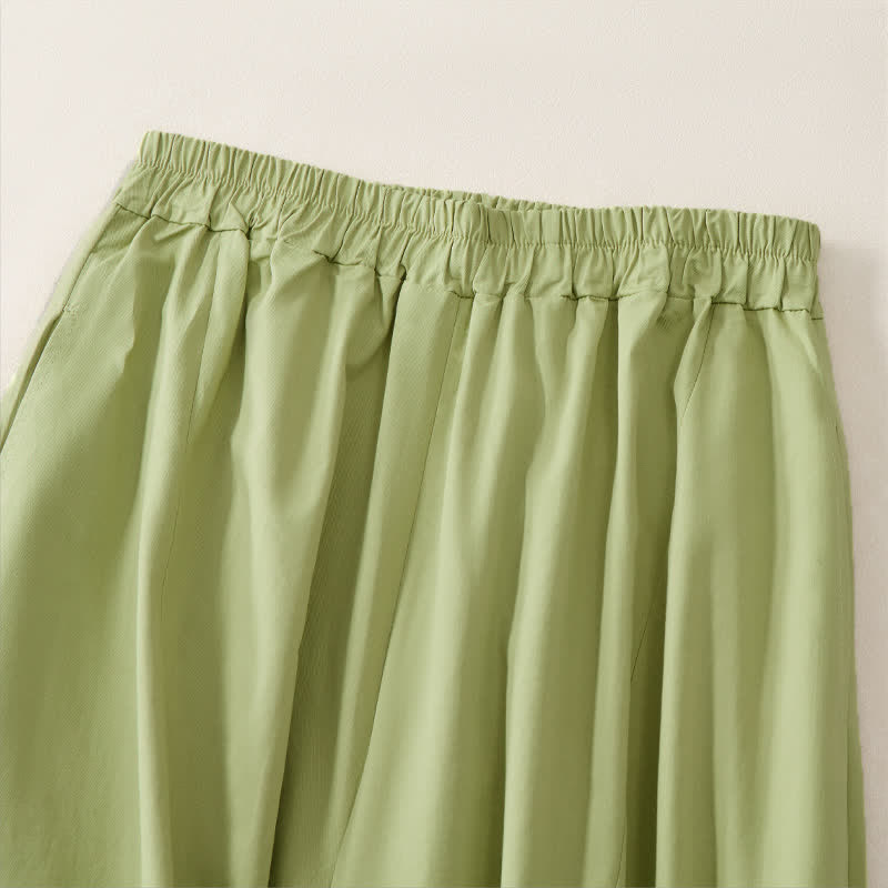 Buddha Stones Lässige, sommerliche Vintage-Hose mit weitem Bein und Tasche - image 11