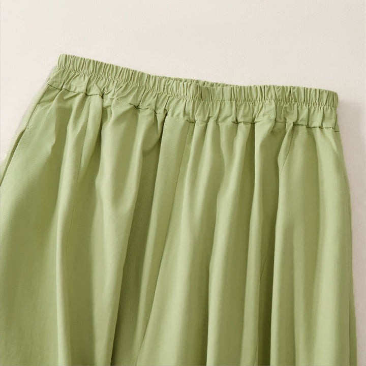 Buddha Stones Lässige, sommerliche Vintage-Hose mit weitem Bein und Tasche - image 11