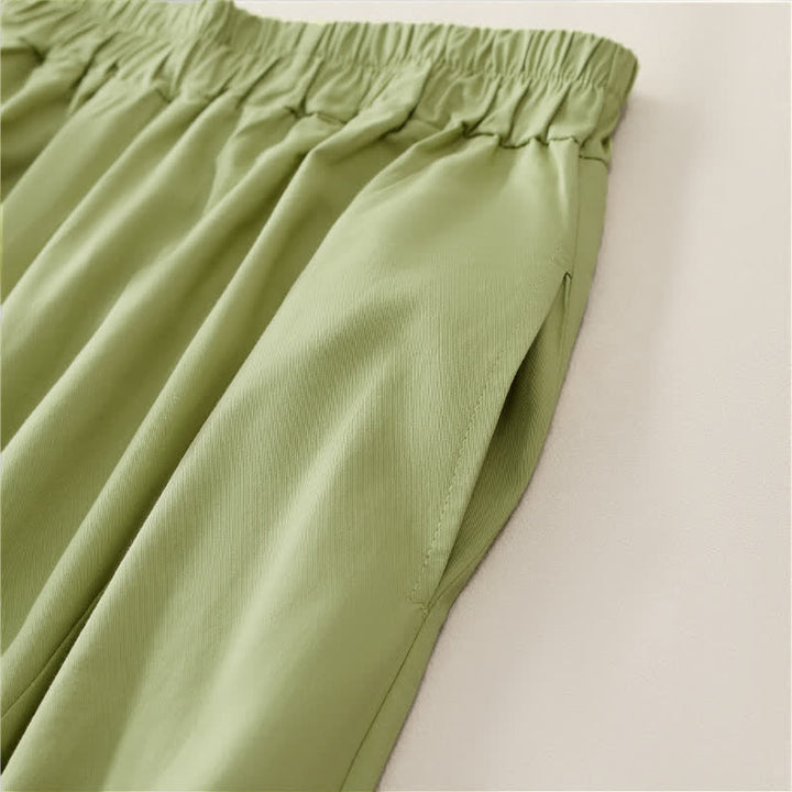 Buddha Stones Lässige, sommerliche Vintage-Hose mit weitem Bein und Tasche - image 10