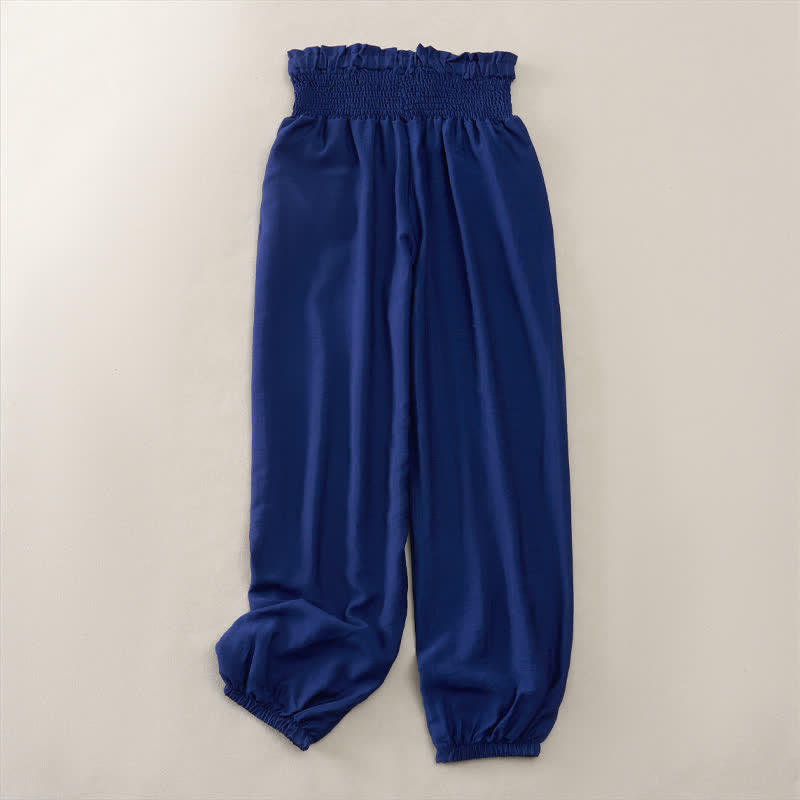 Buddha Stones Lässige, minimalistische, einfarbige Damen-Cropped-Hose mit Tasche für den Sommer - image 1