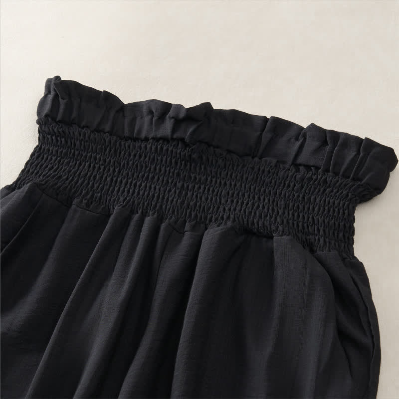 Buddha Stones Lässige, minimalistische, einfarbige Damen-Cropped-Hose mit Tasche für den Sommer - image 10