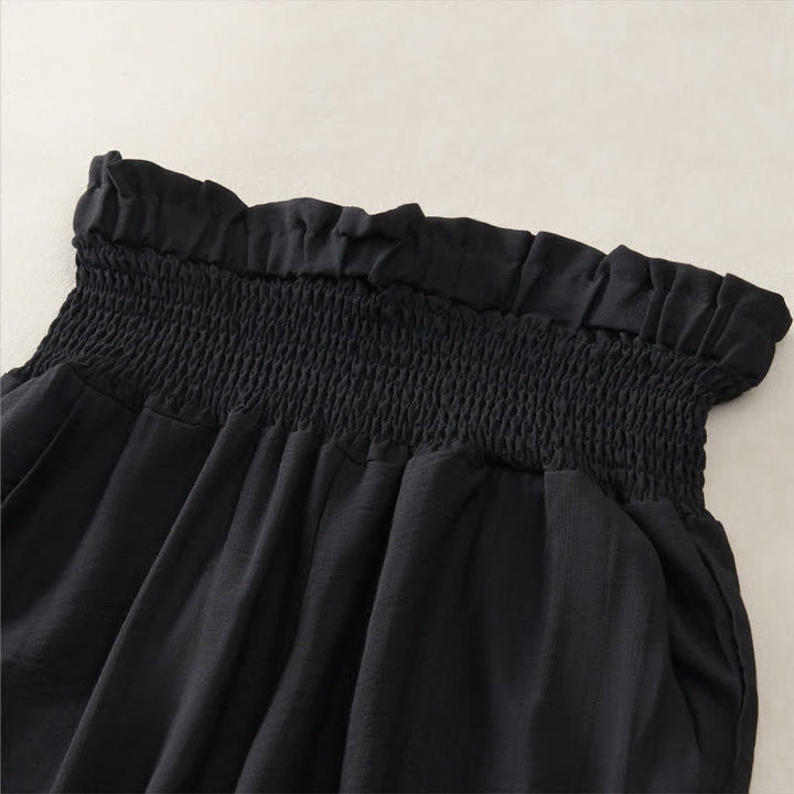 Buddha Stones Lässige, minimalistische, einfarbige Damen-Cropped-Hose mit Tasche für den Sommer - image 10
