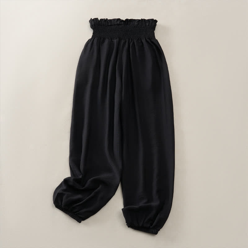 Buddha Stones Lässige, minimalistische, einfarbige Damen-Cropped-Hose mit Tasche für den Sommer - image 9