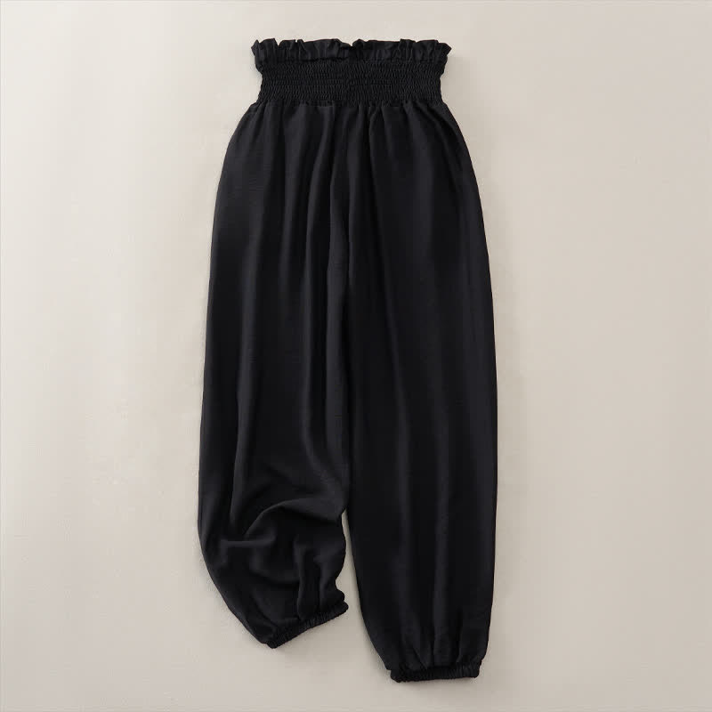 Buddha Stones Lässige, minimalistische, einfarbige Damen-Cropped-Hose mit Tasche für den Sommer - image 8