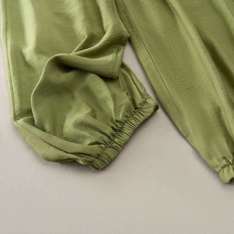Buddha Stones Lässige, minimalistische, einfarbige Damen-Cropped-Hose mit Tasche für den Sommer - image 20