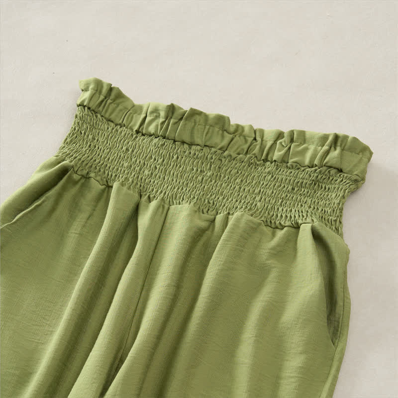 Buddha Stones Lässige, minimalistische, einfarbige Damen-Cropped-Hose mit Tasche für den Sommer - image 16