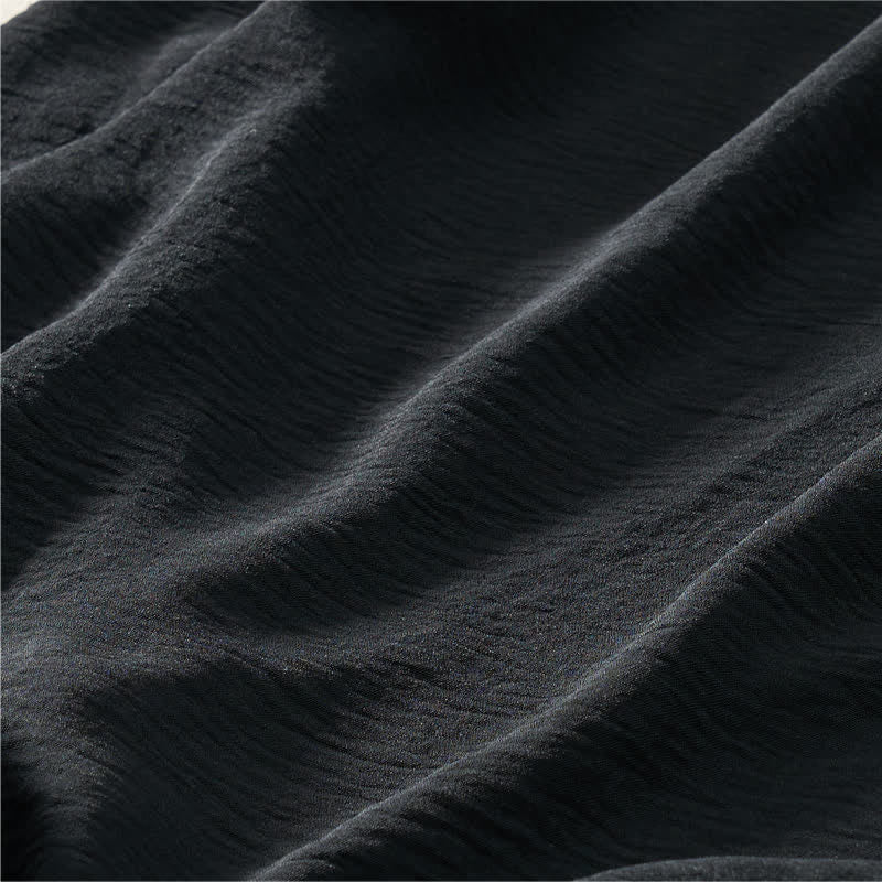 Buddha Stones Sommerliches, lässiges, minimalistisches, einfarbiges Damenkleid mit kurzen Ärmeln und Tasche - image 14