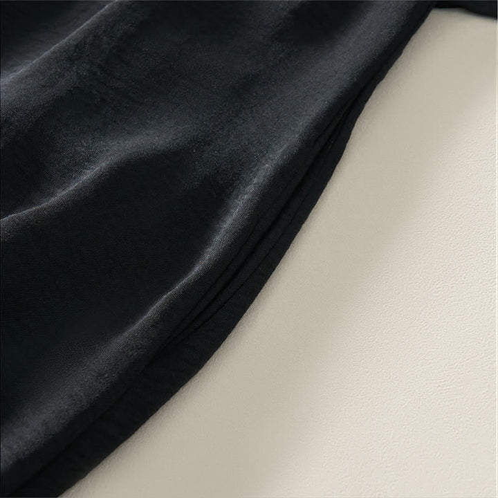Buddha Stones Sommerliches, lässiges, minimalistisches, einfarbiges Damenkleid mit kurzen Ärmeln und Tasche - image 13
