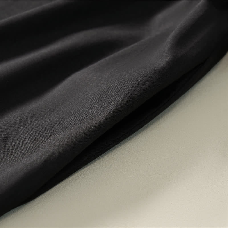 Buddha Stones Minimalistisches, schlichtes, einfarbiges Sommerkleid für Damen mit kurzen Ärmeln und Tasche - image 16