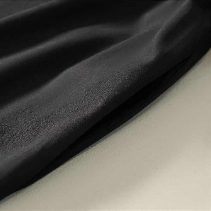 Buddha Stones Minimalistisches, schlichtes, einfarbiges Sommerkleid für Damen mit kurzen Ärmeln und Tasche - image 16