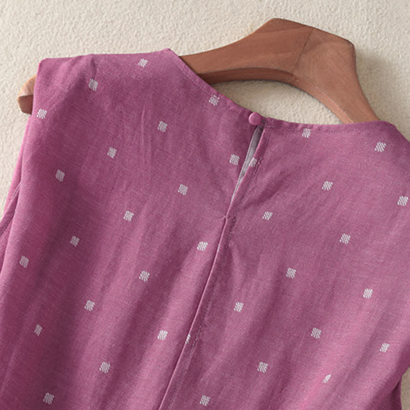 Buddha Stones Elegantes, lässiges Sommerkleid mit Kordelzug, Polka-Dots, ärmellos und mit Tasche für Damen. - image 4