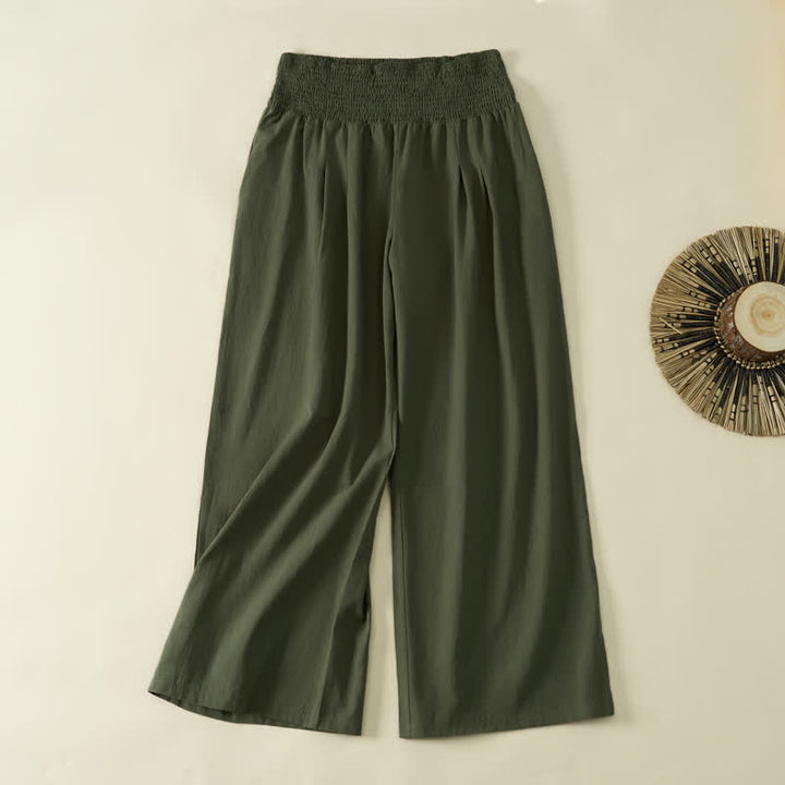 Buddha Stones Lässige, minimalistische lange Damenhose für Frühling und Sommer mit weitem Bein und Tasche - image 8