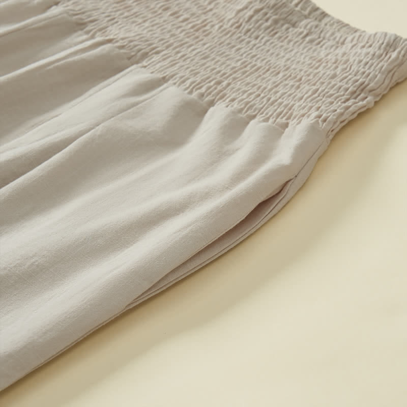 Buddha Stones Lässige, minimalistische lange Damenhose für Frühling und Sommer mit weitem Bein und Tasche - image 3