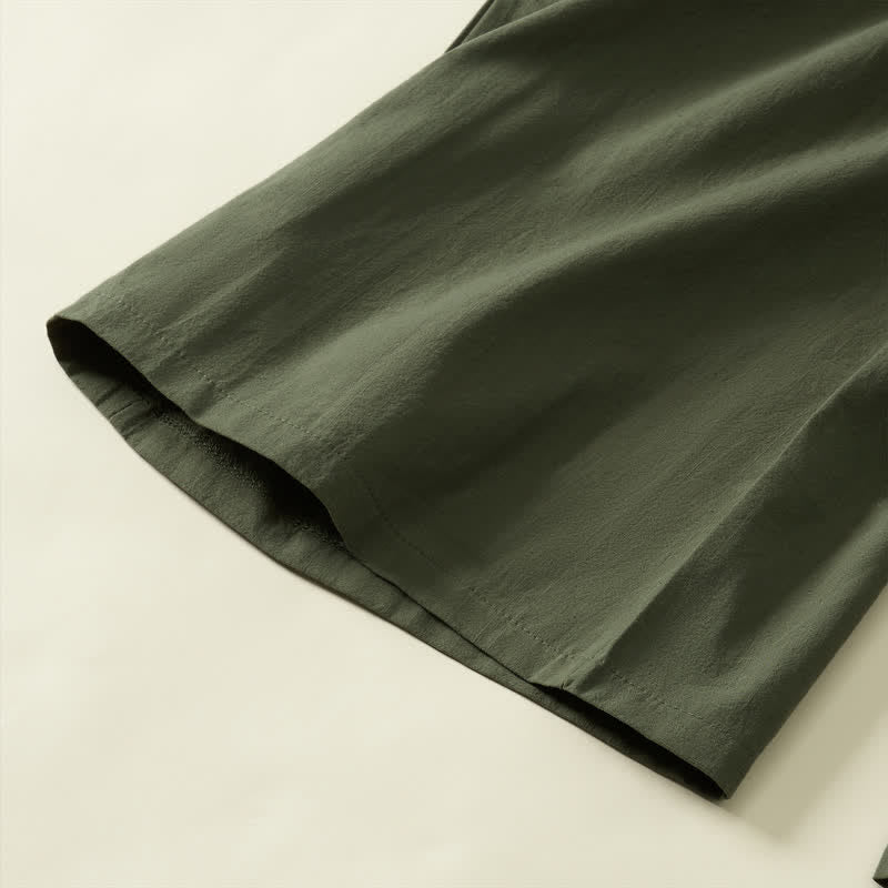 Buddha Stones Lässige, minimalistische lange Damenhose für Frühling und Sommer mit weitem Bein und Tasche - image 12