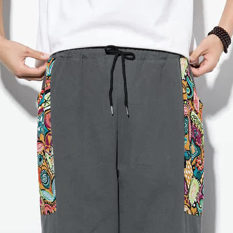 Buddha Stones Lässige Sommer-Caprihose im Boho-Stil mit Kordelzug und abstraktem Muster, Herren-Haremshose mit Tasche - image 9