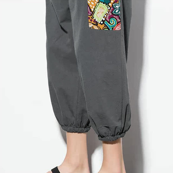 Buddha Stones Lässige Sommer-Caprihose im Boho-Stil mit Kordelzug und abstraktem Muster, Herren-Haremshose mit Tasche - image 12