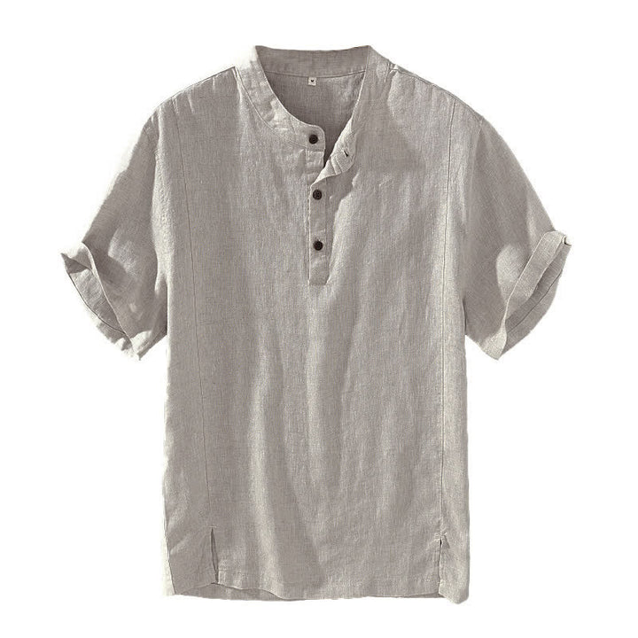 Buddha Stones Sommerliches Tang Style Casual Herrenhemd mit Stehkragen und Knopfleiste, Kurzarm - image 4