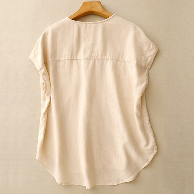 Buddha Stones Lässiges, minimalistisches, ärmelloses Tanktop mit aufgesetzter Tasche für Damen – ideal für den Sommer. - image 1